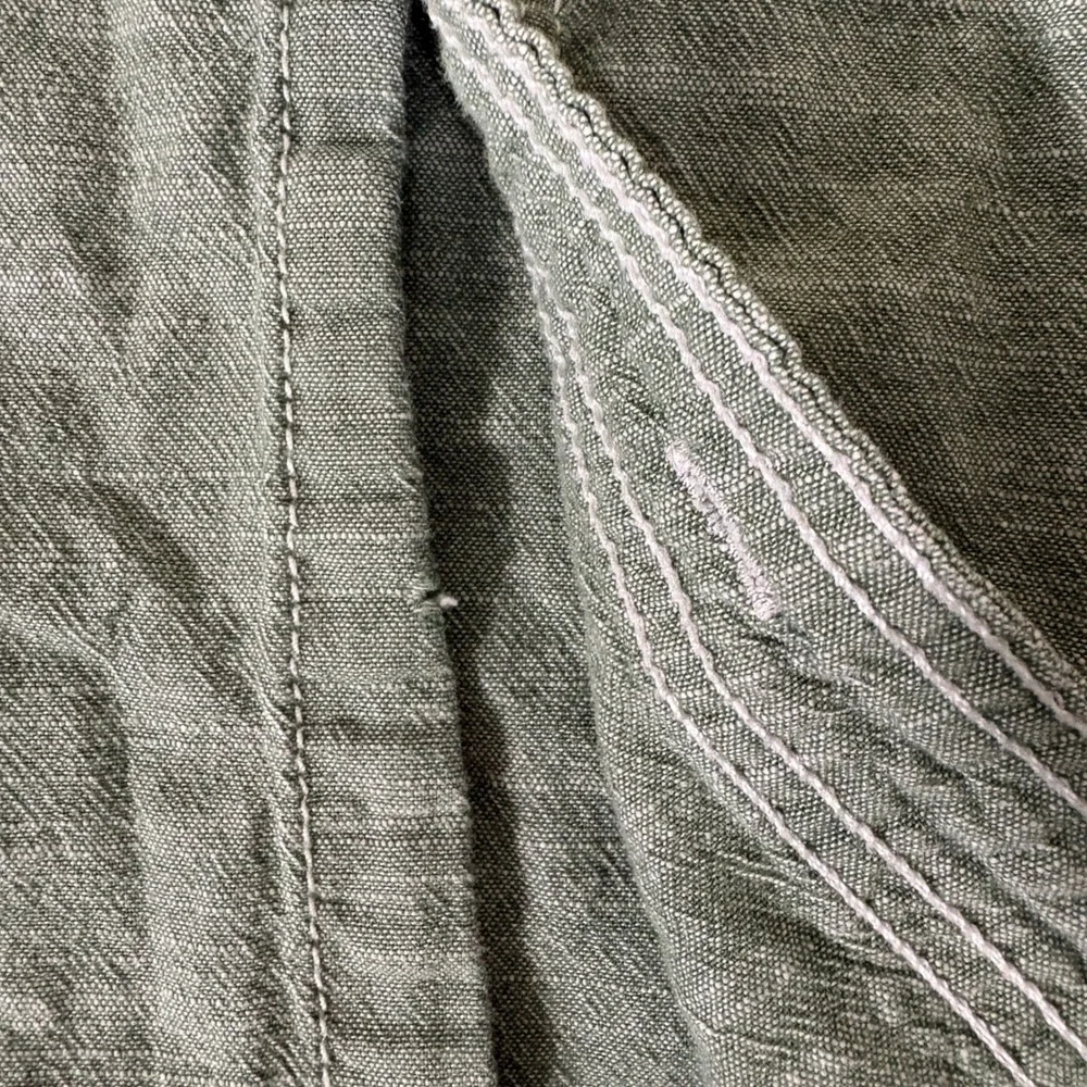 Woolrich Mens Large Short Sleeve Button Up Shirt Sage Green Cotton AQ667